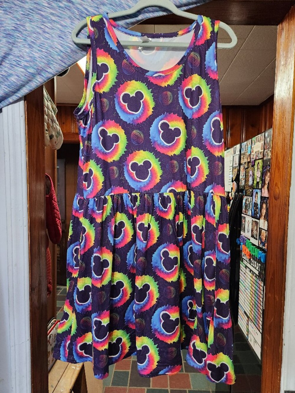 Ambrie XL Rainbow Mouse Ears Skater Dress Disney Inspired Fit & Flare Sleeveless